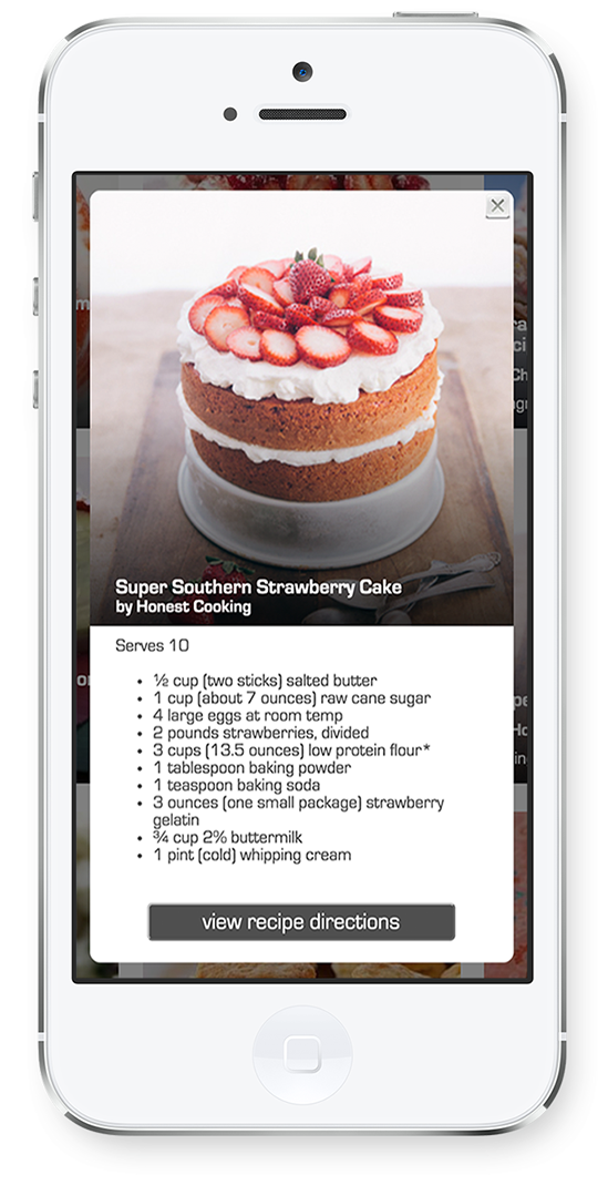 Image of recipe details modal on an iphone screen